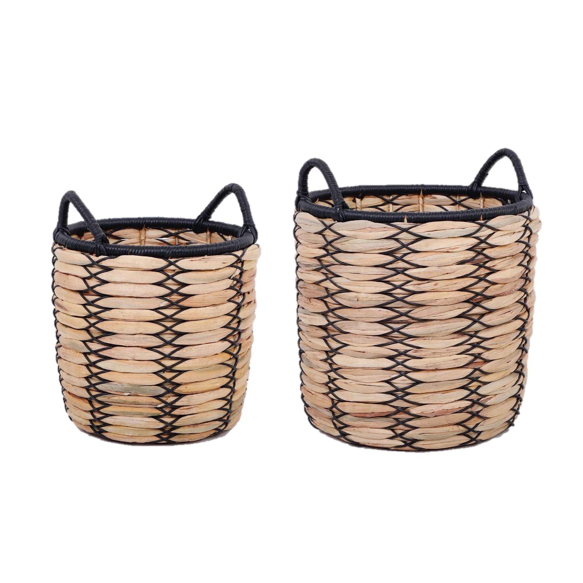Better Homes & Gardens Claren 12" & 15" Round Water Hyacinth Basket Planter Set | Walmart (US)