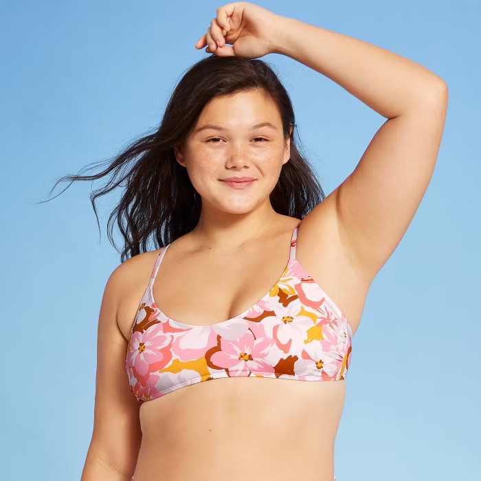 Juniors' Bralette Bikini Top - Xhilaration™ Pink Floral | Target