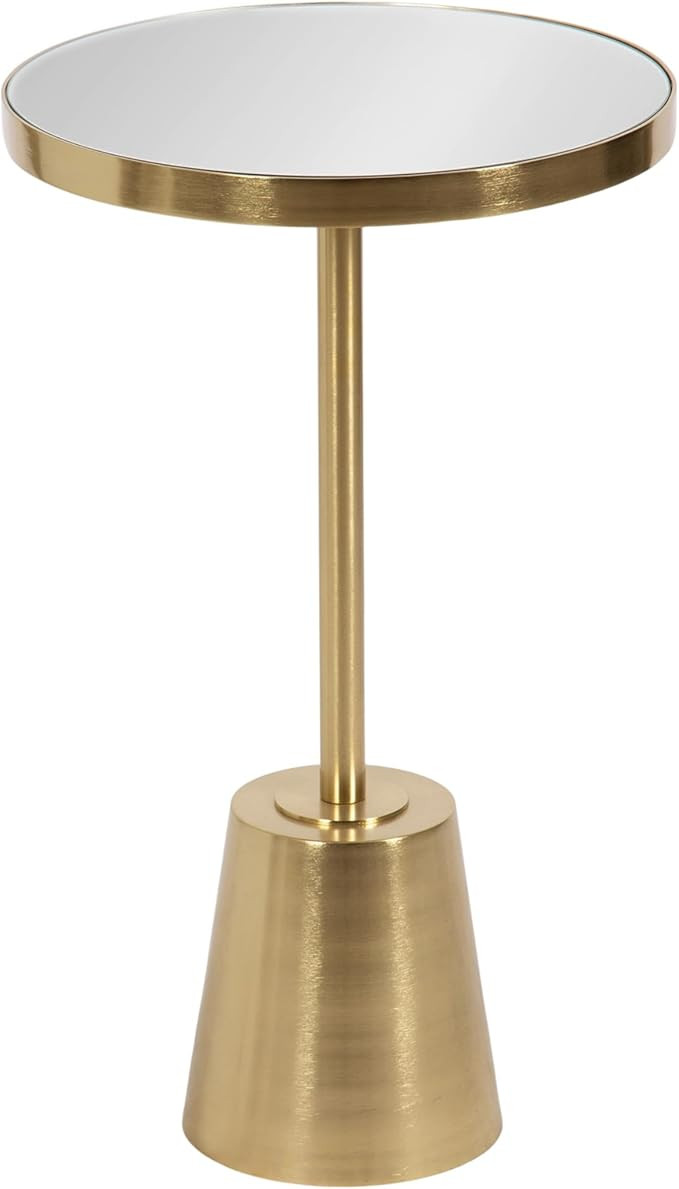 Kate and Laurel Tira Elegant Round Mirrored Side Table, 14 x 14 x 24, Gold, Modern Glam Circle En... | Amazon (US)