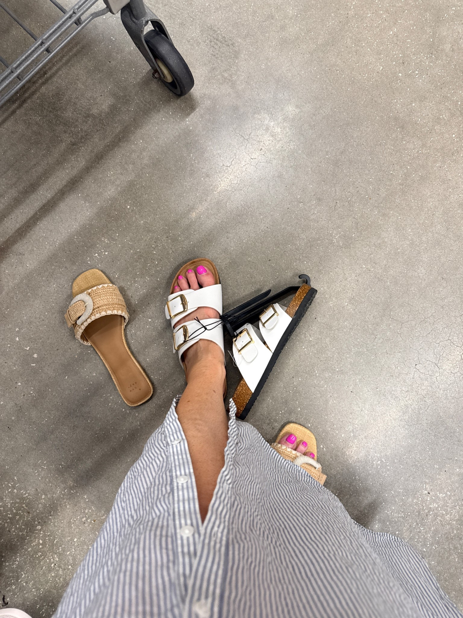 I couldn’t stand it.  I had to buy them!  

Summer sandals, Walmart sandals, spring sandals, spring shoes, summer shoes 