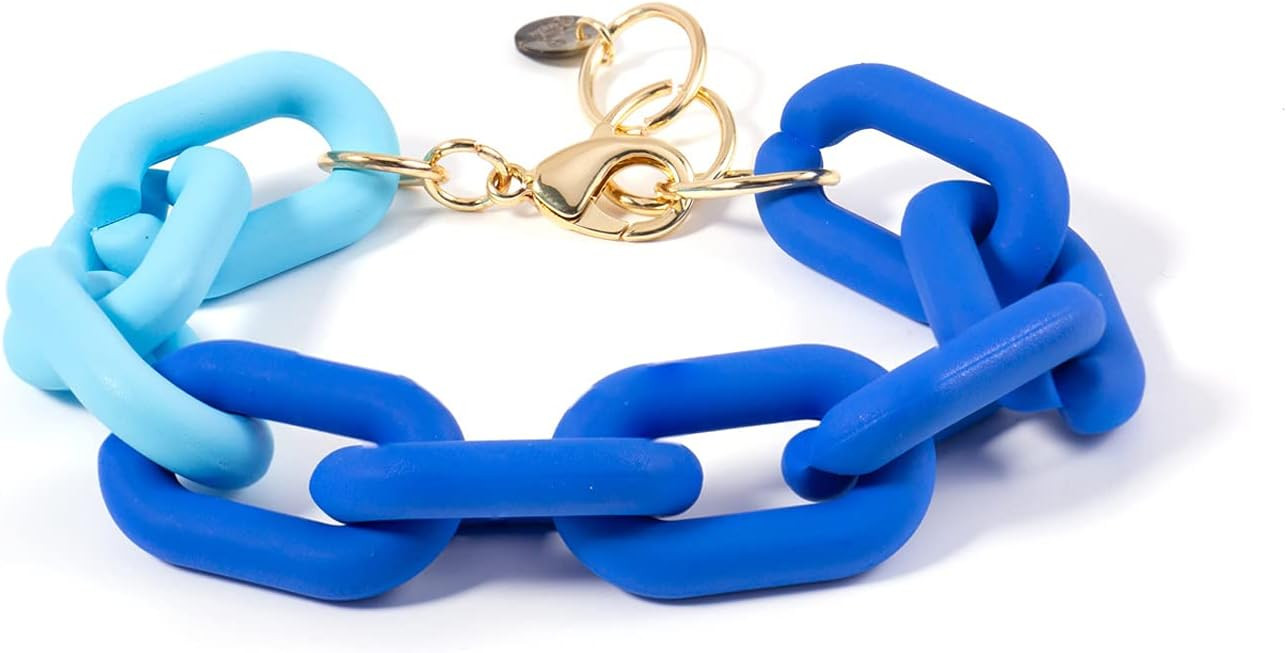 Colorful Summer Chunky Link Bracelets Trendy Minimalist Rainbow Candy Color Resin Link Bracelet T... | Amazon (US)