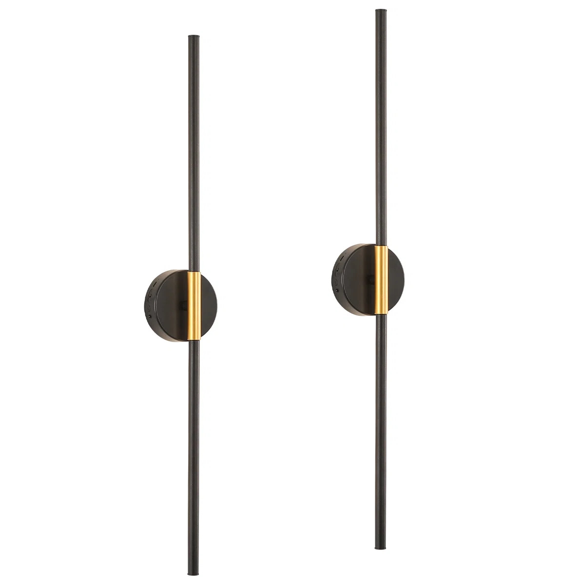 28.46'' Battery-powered  Dimmable LED Wall Sconces with Remote Control, Black And Gold Finish, Se... | Wayfair North America
