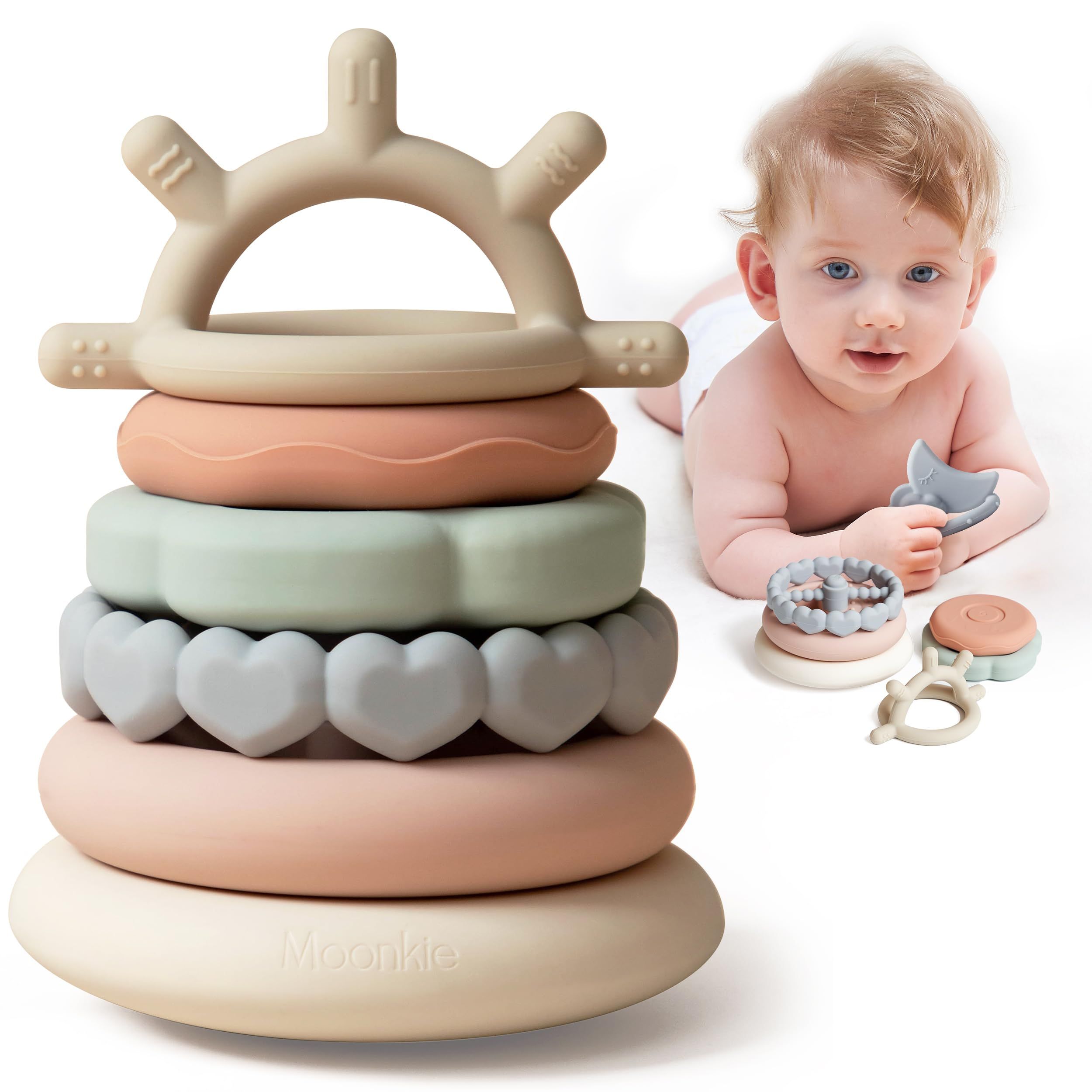 Moonkie Stacks of Circles Soft Teething Toy | Educational Learning Baby Toy | Stacking Ring Toys ... | Amazon (US)