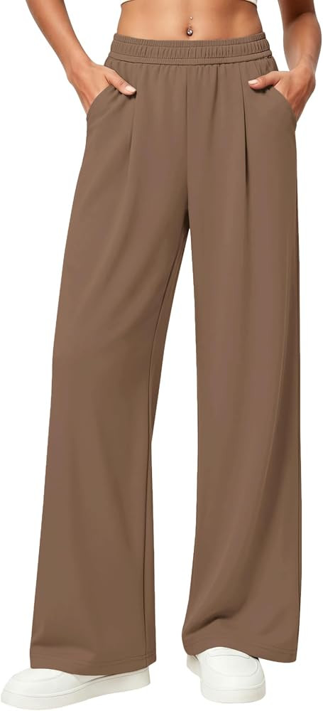 LOMON Womens Wide Leg Pants Travel Casual Lounge High Waist Flowy Palazzo Pants with Pocket Loose... | Amazon (US)