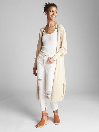 Gap Womens Open-Front Duster Sweater Anchorage Cream Size S | Gap US