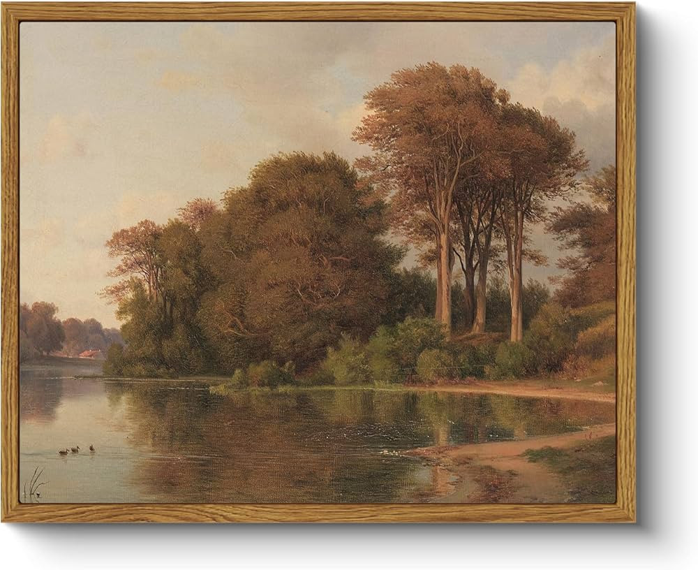 ARPEOTCY Vintage Framed Canvas Wall Art, Fall Living Room Autumn Scenery Pictures Wall Decor, Pri... | Amazon (US)