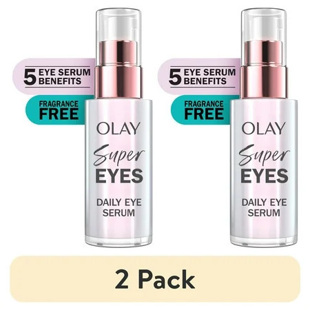 (2 pack) Olay Super Eye Serum - Vitamin C, Caffeine, Niacinamide, Amino Peptide, Aloe Vera - Brightens Dark Circles, Anti-Wrinkle, Anti-Aging, Brightening, Smooths Fine Lines, Firming, Hydrating, 0.45 Oz | Walmart (US)
