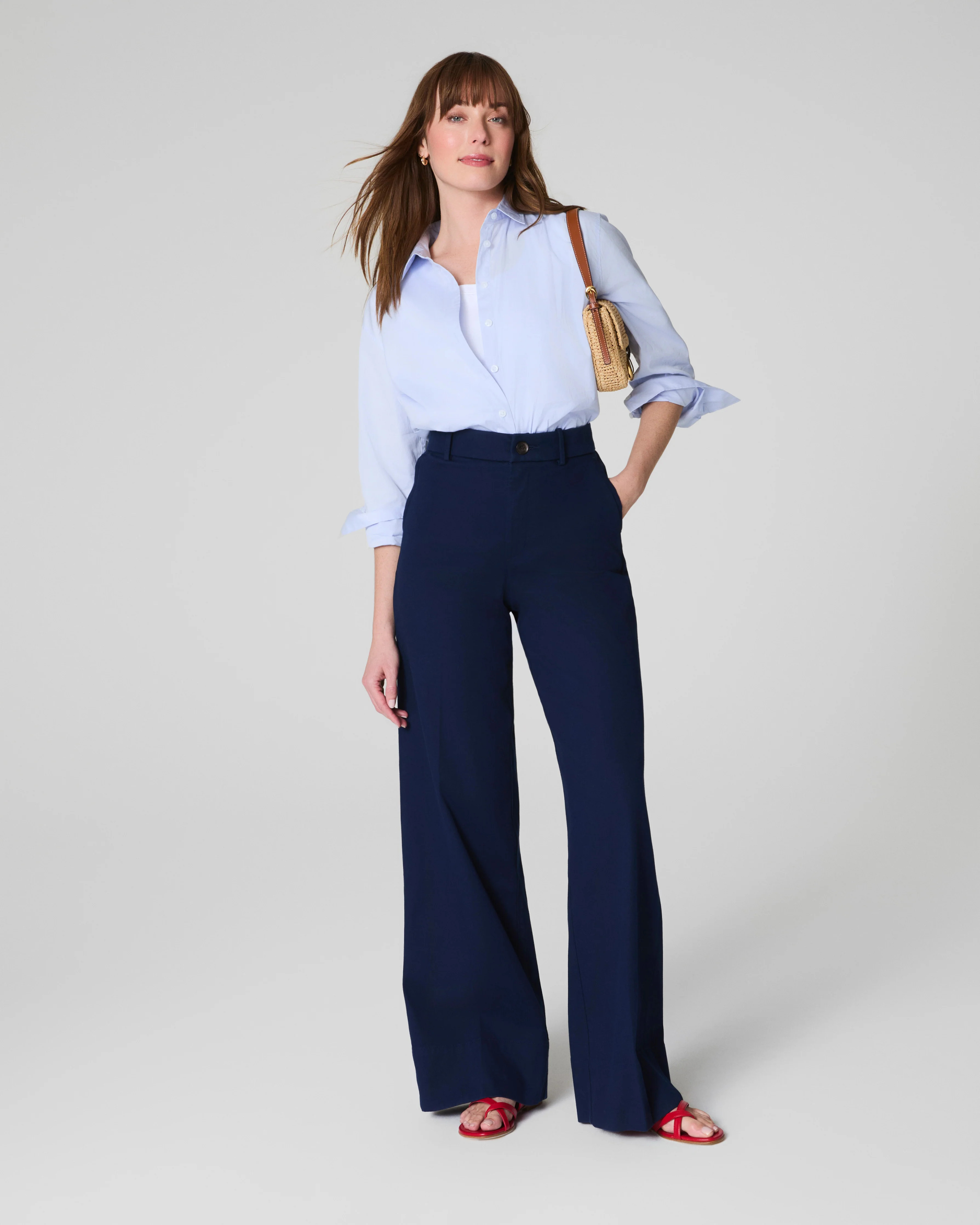 Stretch Twill Wide Leg Pant with Smoothing | SPANX | Spanx
