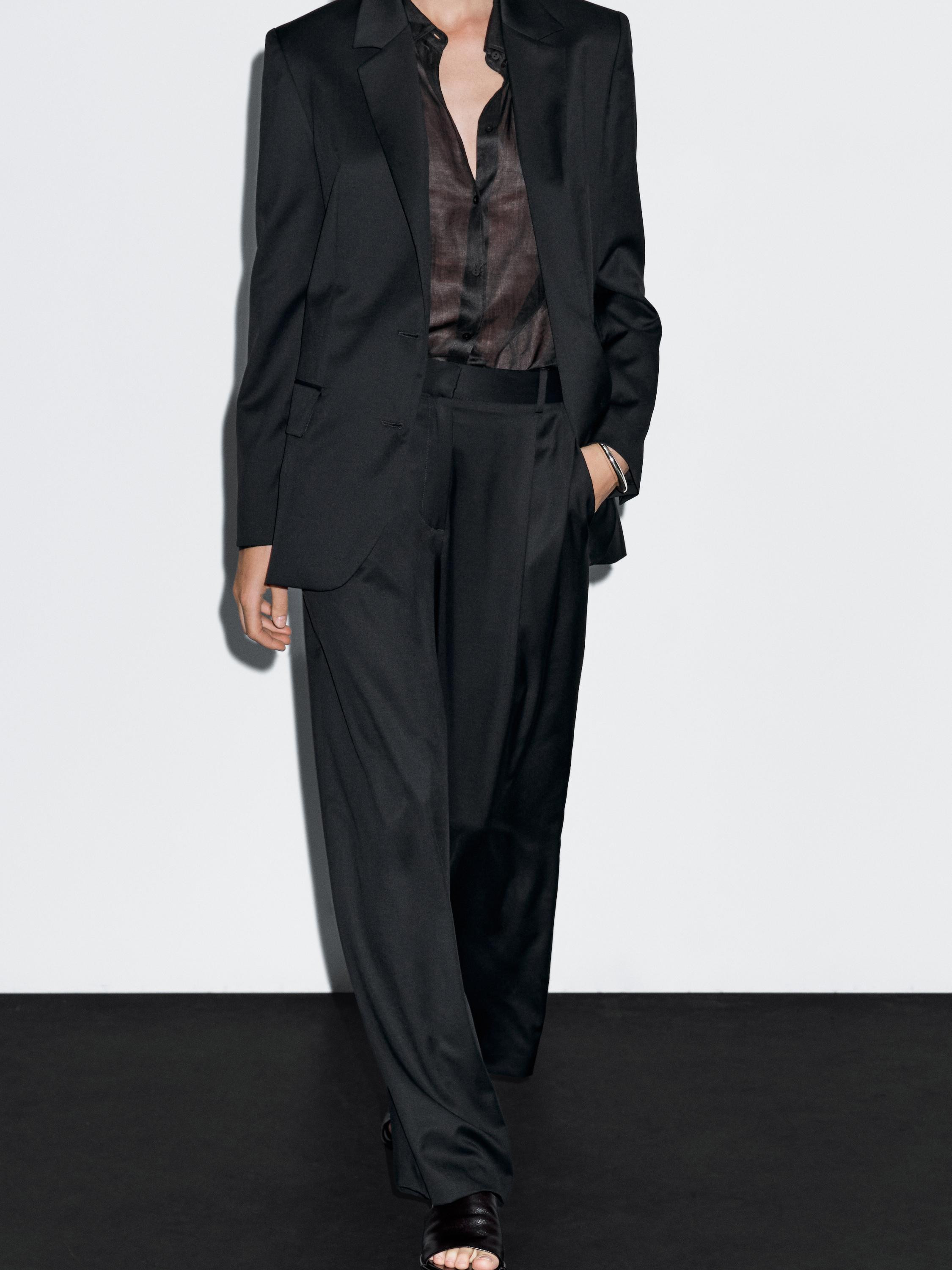 100% extra fine wool pleated trousers | Massimo Dutti US