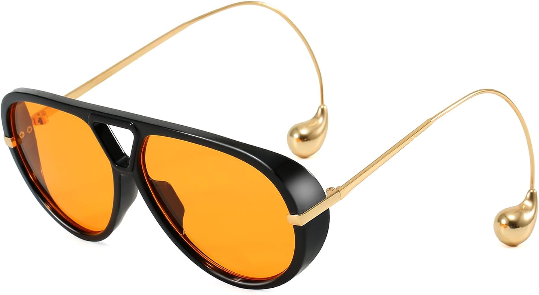 Women's Oversized Aviator Sunglasses Retro Trendy Shield Sun Glasses Big Orange lens Vintage Shad... | Amazon (US)