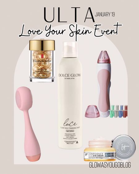 Ulta Beauty Love Your Skin Event - January 19th! 50% off daily beauty steals and 30% off weekly deals. 

Dolce Glow is my current fav self tanner!

#LTKsalealert #LTKbeauty