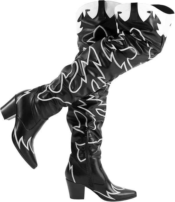 DREAM PAIRS Western Cowboy Boots Over The Knee Western Cowgirl Boots Women Thigh High Boots | Amazon (US)