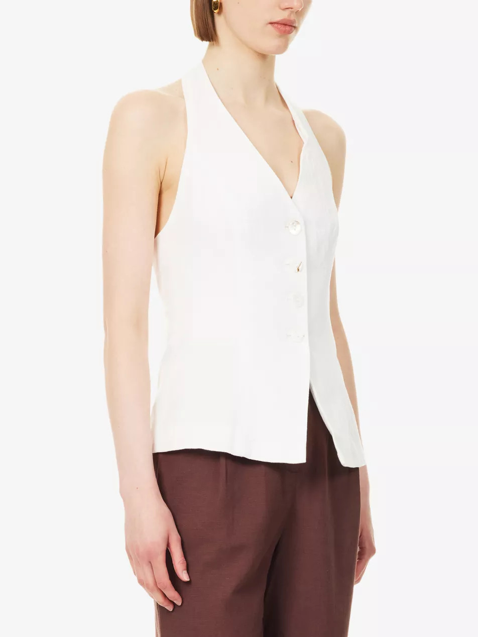 Issie Halterneck Tailored Cotton Top | Selfridges