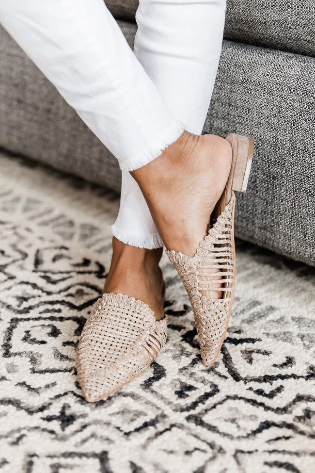 Monica Raffia Taupe Mules | Pink Lily