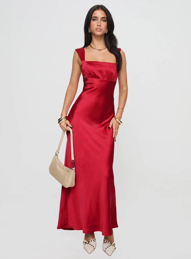 Radioactive Bias Cut Maxi Dress Red | Princess Polly US