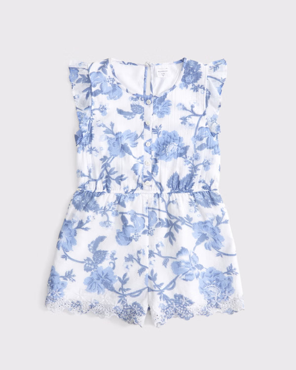 girls button-through ruffle sleeve romper | girls dresses & rompers | Abercrombie.com | Abercrombie & Fitch (US)