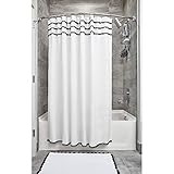 Pom Pom Fabric Shower Curtain for Master, Guest, Kids', College Dorm Bathroom, 72" x 72", White and  | Amazon (US)