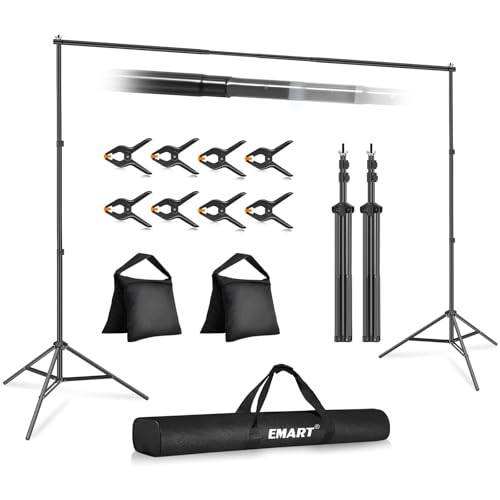 EMART Backdrop Stand 10x7ft(WxH) Photo Studio Adjustable Background Stand Support kit with 2 Cros... | Amazon (US)
