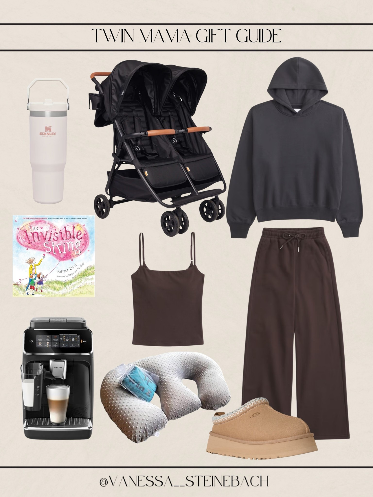 Twin mama gift guide everything a twin mama needs. Zoe stroller twin bucks Stanley cup for water, super cozy, set, twins, pillow, and some coffee, Ugg slippers  

#LTKBaby #LTKHoliday #LTKGiftGuide