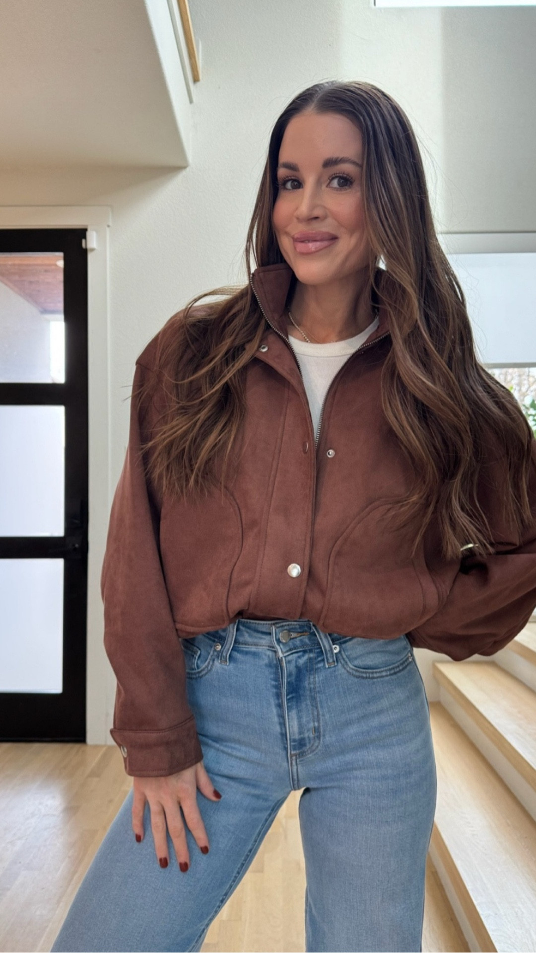 These under $50 jeans are so good! They’re high waist and wide leg. Looks so similar to my Pistola jeans, which are over $200. I love the fit of these and they’re very flattering! 

My chocolate brown suede jacket is also from Target. This is such a cute outfit that you can easily dress up or down!

#LTKootd #LTKgrwm #LTKdayinmylife