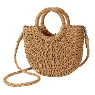 Bolsa Praia Feminina Palha Com Zíper E Forrada Meia Lua Marrom | Dafiti (BR)