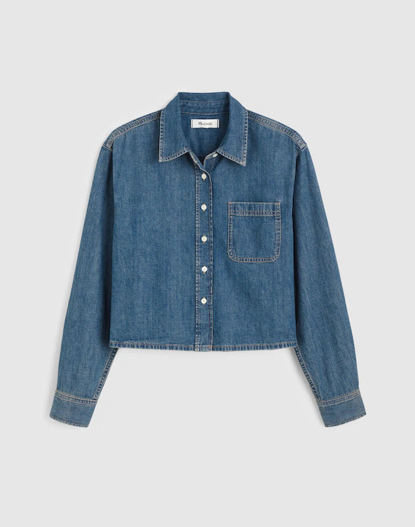 Denim Boxy Crop Button-Up Shirt | Madewell