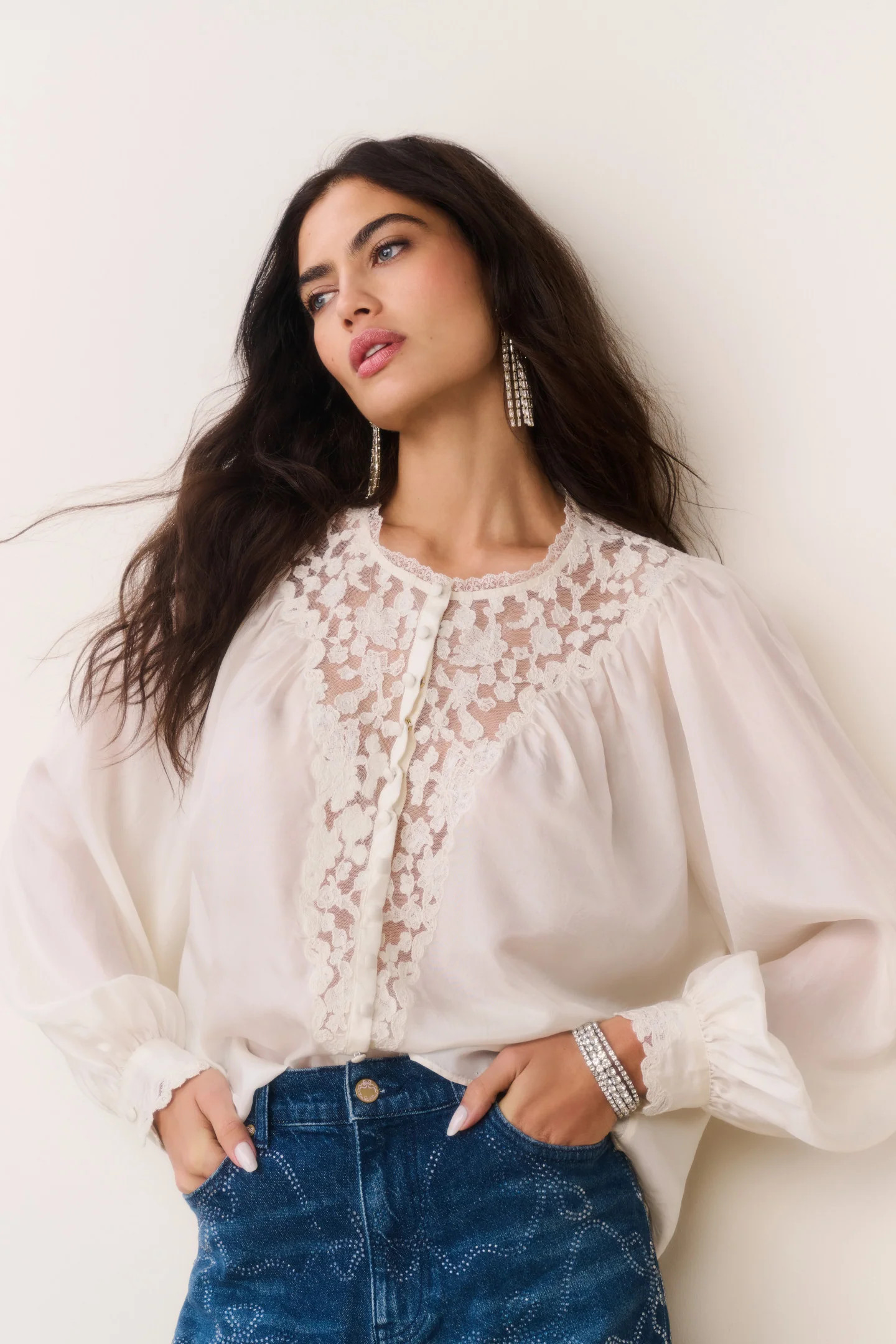Carine Silk Lace Blouse | LoveShackFancy