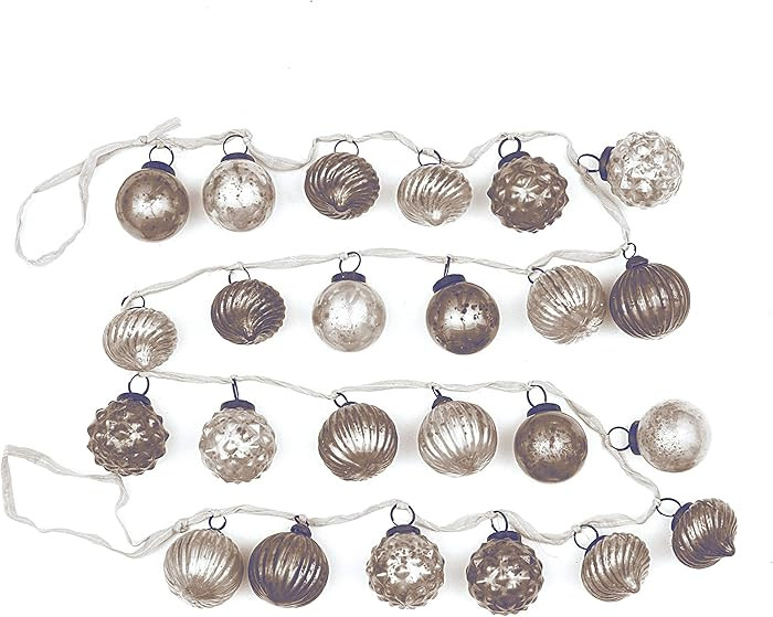 Creative Co-Op 72" Embossed Mercury Glass Ornament Garland | Amazon (US)