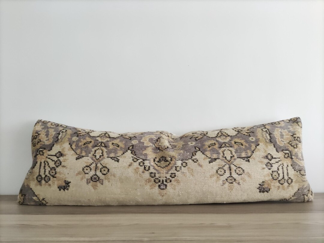 Turkish Rug Pillow, Extra Long Lumbar Pillow Cover 14x44, Handwoven Pillow, Pillow for Bed, Vinta... | Etsy (US)