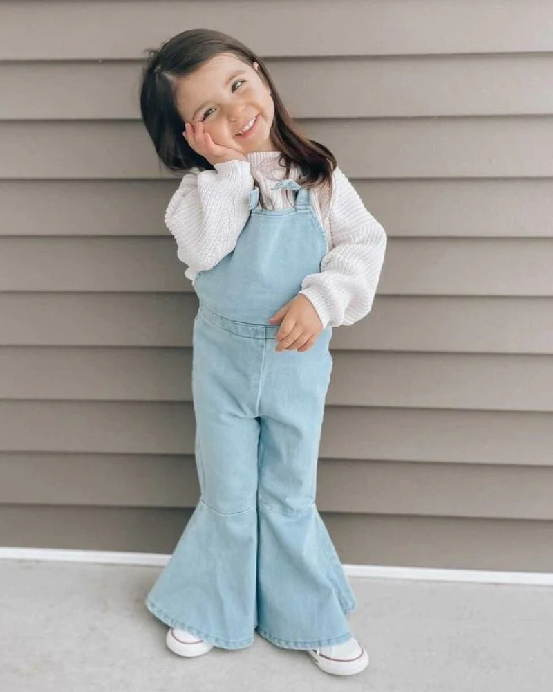 Jaden Tie-Strap Denim Jumpsuit - Light Wash | Bailey's Blossoms