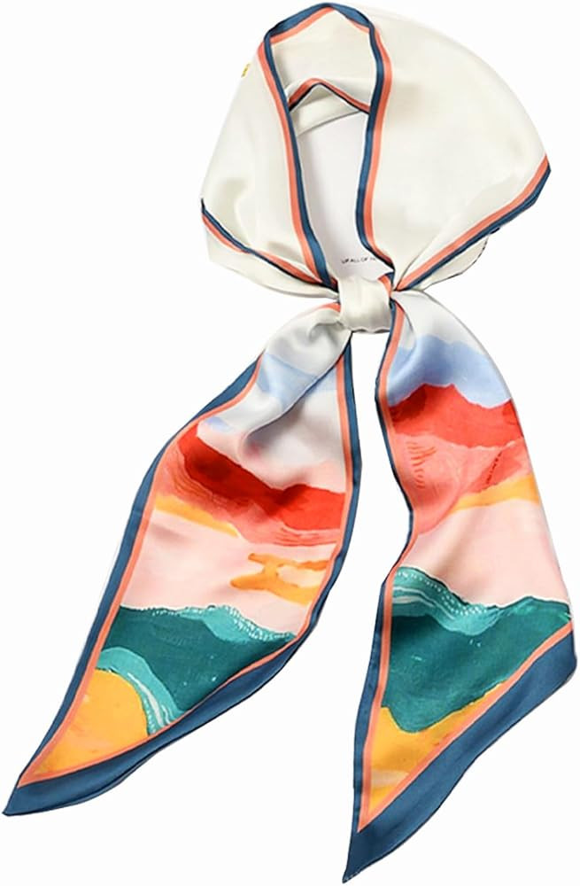 Clysoru Satin Neck Scarf for Women Printed Hair Scarves Bag Scarfs Fashion Elegant Oblique Angle ... | Amazon (US)