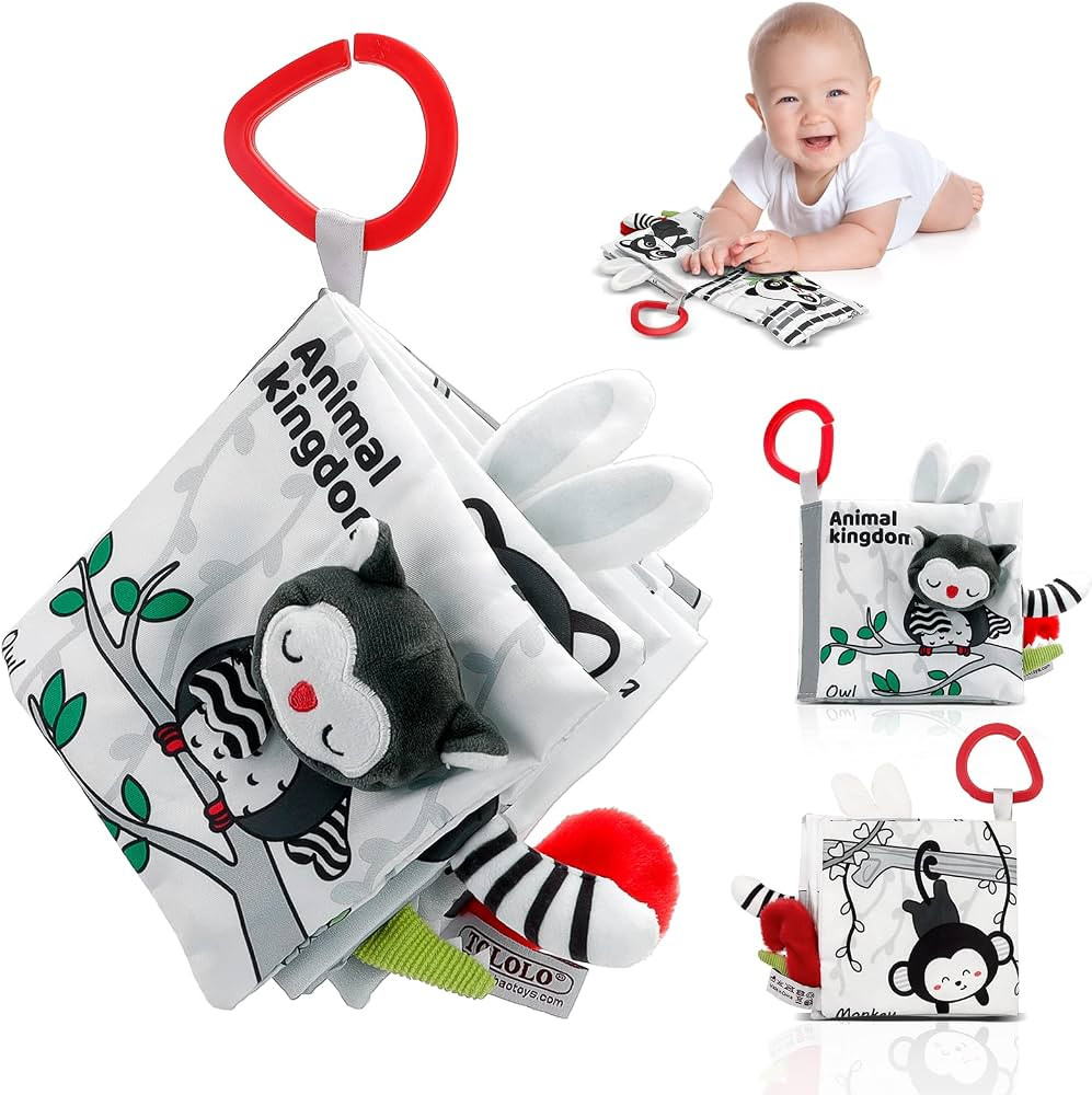 Crinkle Soft Baby Books 0-6 Months, 3D Touch Feel High Contrast Cloth Book Sensory Baby Toys 0-6-... | Amazon (US)