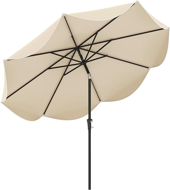 Tangkula 9Ft Patio Umbrella, Outdoor Umbrella with Crank Handle, Push Button Tilt, 2-Tier Beach U... | Amazon (US)
