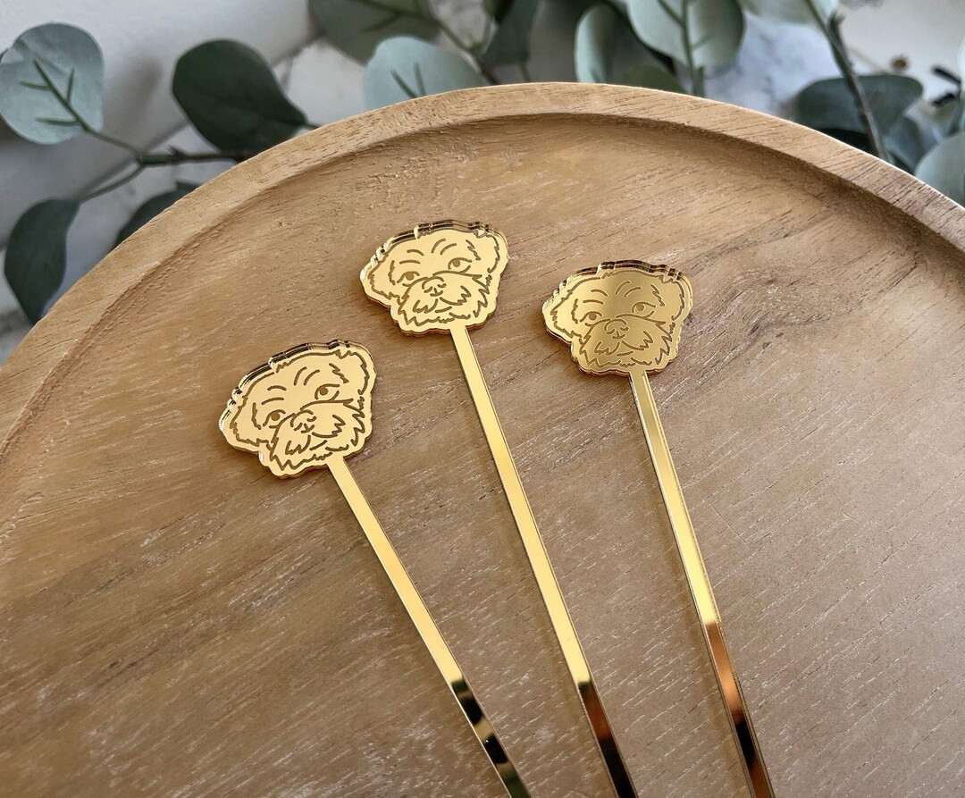 Custom Pet Drink Stirrers Dog Wedding Decor Cat Illustration Pet Wedding Favors Drink Charm Custo... | Etsy (US)