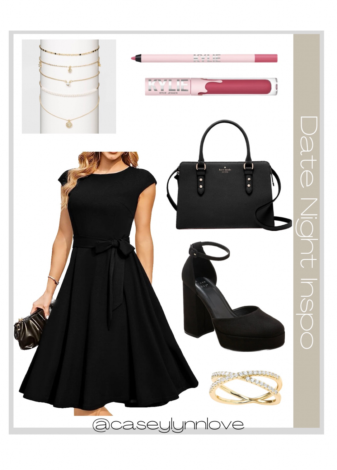 Date night look for less

Black dress, Black high heels, gold ring, gold bracelets, Kate Spade handbag, Kylie Cosmetics lip kit 

#LTKSale #LTKbeauty #LTKstyletip