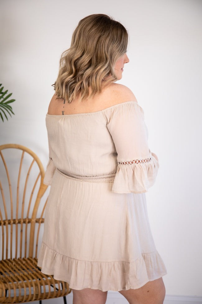 Stolen Dreams Off The Shoulder Taupe Dress FINAL SALE | Pink Lily