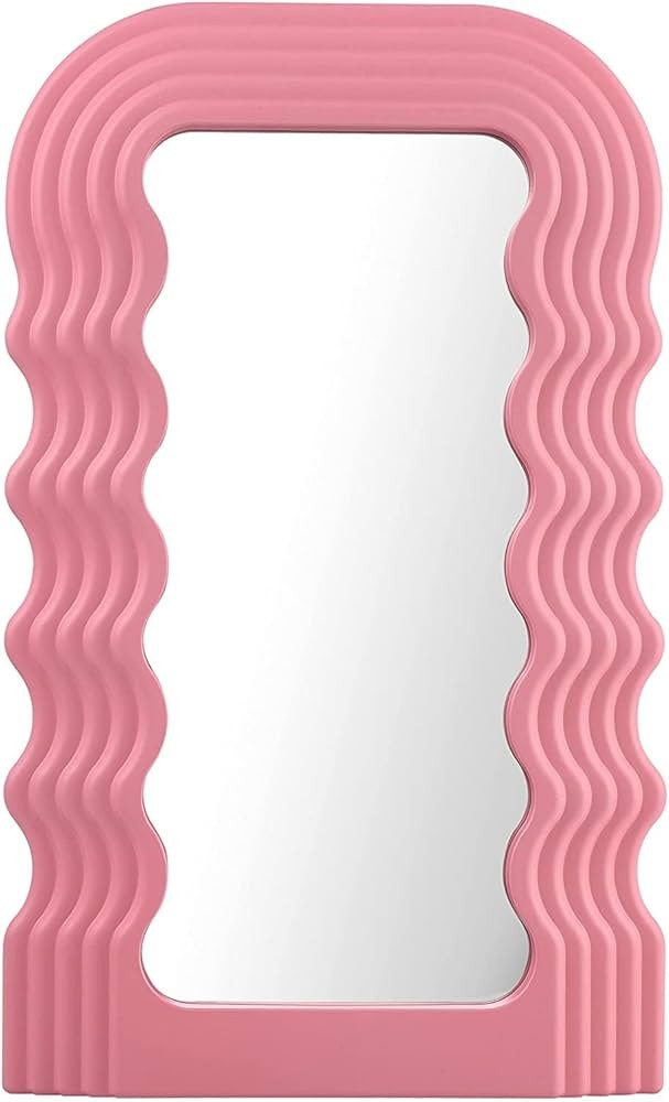 Mokoze Wavy Mirror Irregular Border 16.06"x10" Makeup Mirror for Wall-Mounted and Dressing Table ... | Amazon (US)