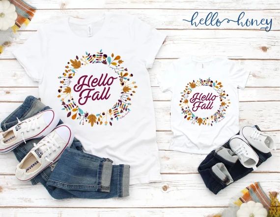 Hello Fall Mommy and Me Matching T-Shirt and Onesie Set | Etsy (US)