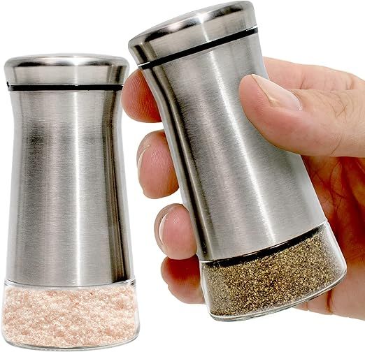 Premium Salt and Pepper Shakers with Adjustable Pour Holes - Elegant Stainless Steel Salt and Pep... | Amazon (US)