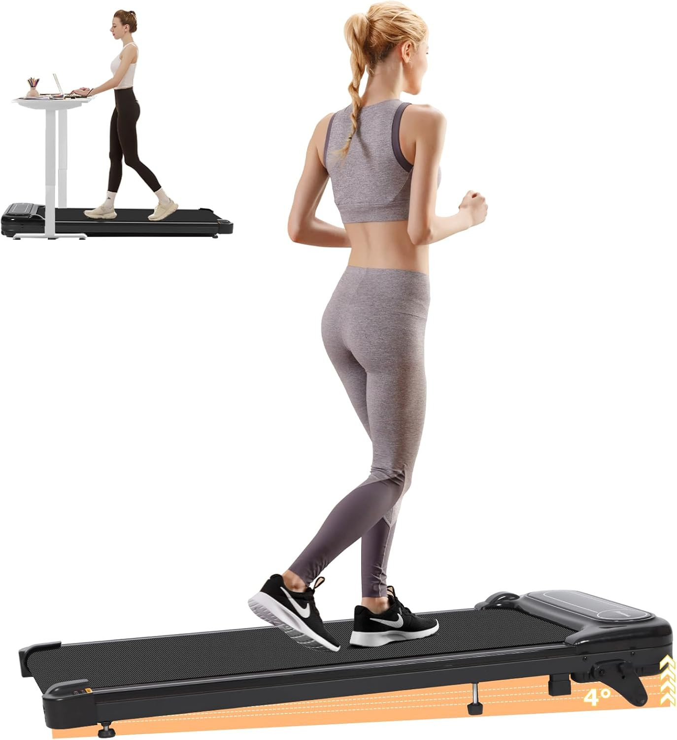 Panana Walking Pad with Incline, Treadmill for Home Office Gym, Portable Under Desk Treadmill Wal... | Amazon (UK)