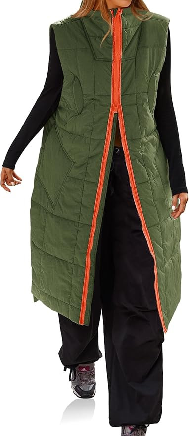 Cicy Bell Womens Long Quilted Puffer Vest Lightweight Sleeveless Winter Jackets Side Slit Packabl... | Amazon (US)
