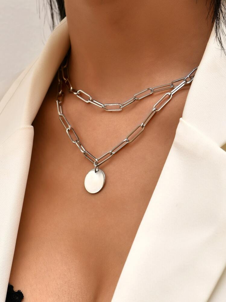 Round Charm Layered Necklace | SHEIN
