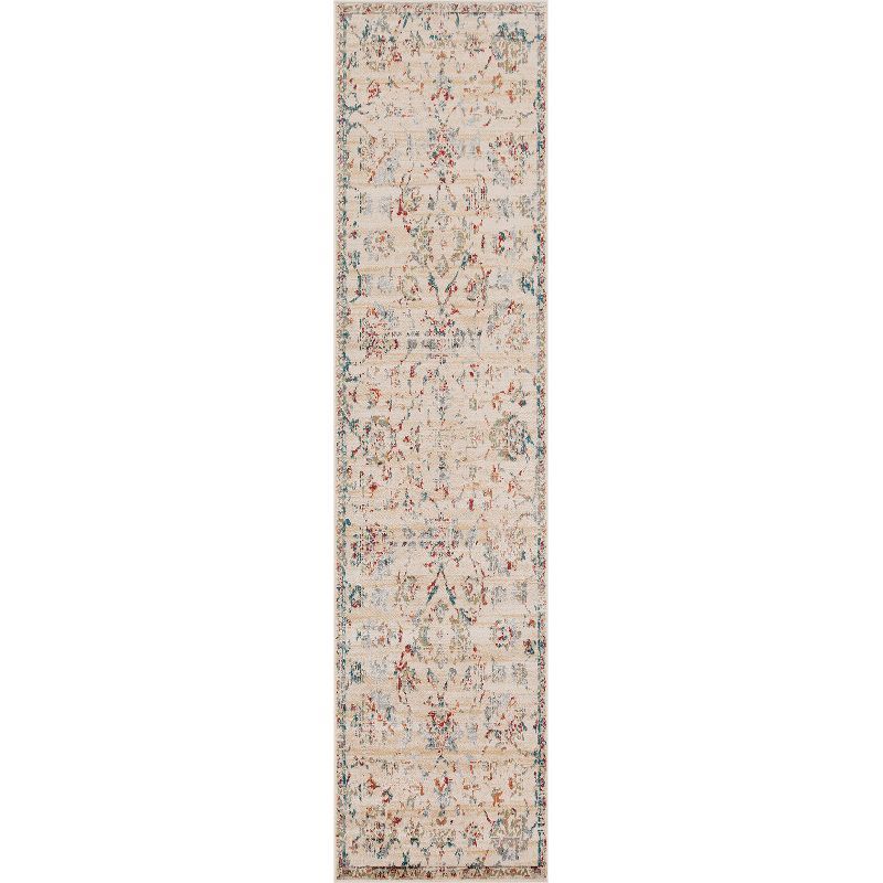 Modern Farmhouse Distressed Medallion Indoor Area Rug or Runner , 2'6"x8', Red - Blue Nile Mills | Target