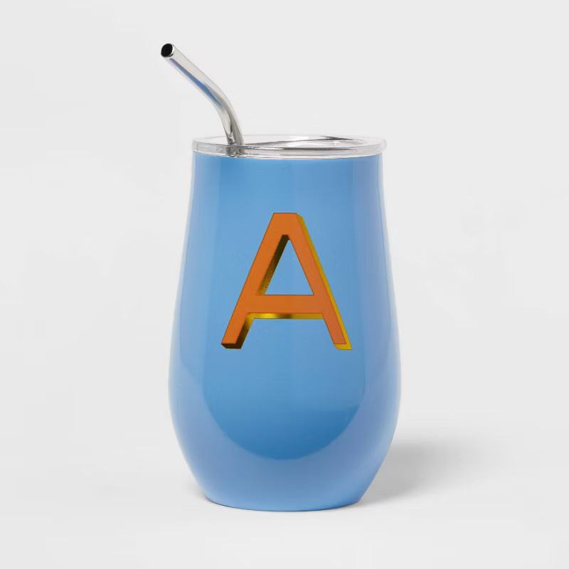 11.8oz Stainless Steel Double Walled Non-Vacuum Wine Tumbler with Lid and Straw - Opalhouse™ | Target