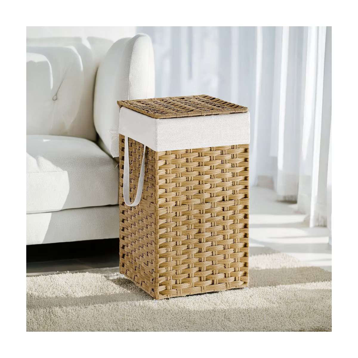 Laundry Hamper with Lid 17.2 Gallon Rattan Clothes Laundry Basket with Lid and Handles Foldable R... | Target