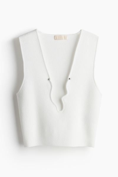 Asymmetric-neck vest top - White - Ladies | H&M GB | H&M (UK, MY, IN, SG, PH, TW, HK)