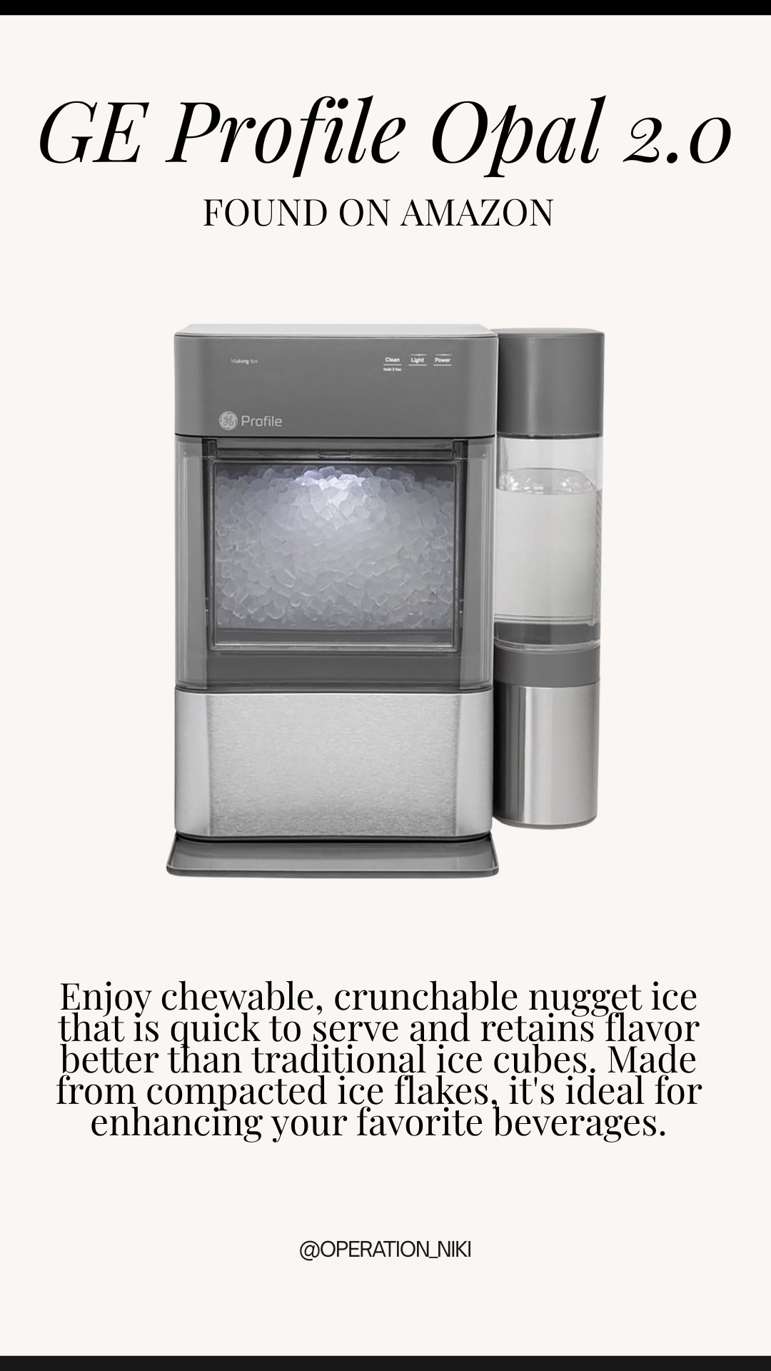 Nugget ice, but make it restaurant-level at home. Crisp, chewable ice on demand that upgrades drinks, hosting, and everyday hydration without the hassle. Countertop-friendly, fast, and worth the hype. 🧊✨

Follow for more @OPERATION_NIKI on IG, TikTok, & Facebook 💛

#geprofile #nuggetice #icemakermusthave #kitchenupgrades #homeappliances #amazonfinds #drinkstation #hostingessentials #amazonmusthaves #modernkitchen 

 #LTKfoodie #LTKHome #LTKFindsUnder100