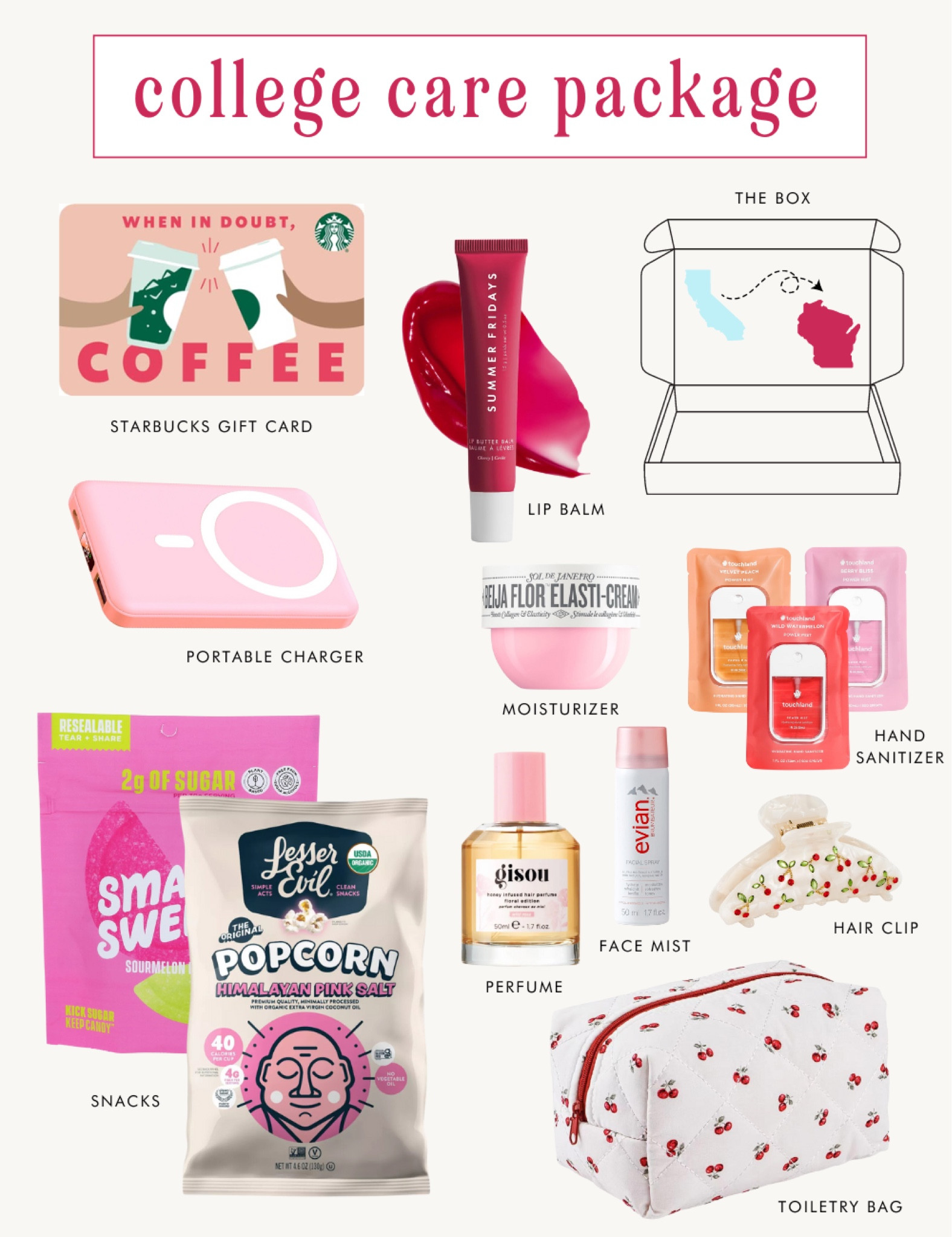 College care package ideas 🤍