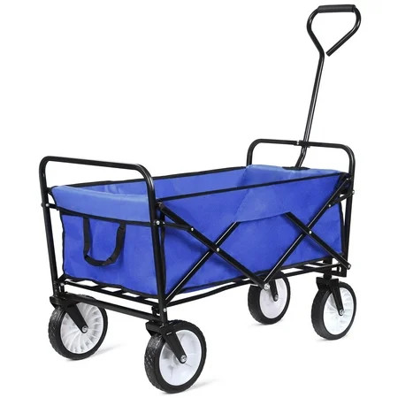 Rolling Beach Carts Collapsible Outdoor Utility Wagon with Drink Holder Heavy Duty Beach Wagon with  | Walmart (US)