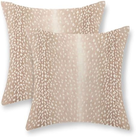 Antelope Pillow Covers 20x20 Set of 2 Beige Animal Skin Print Throw Pillow Covers Modern Antelope... | Amazon (US)